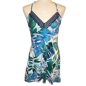 Tropical leaf print sleep dress